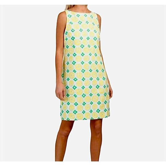 Sail to Sable Lemon Print Sleeveless Whimsical Shift Dress sz Medium Retails $21 - Picture 2 of 11